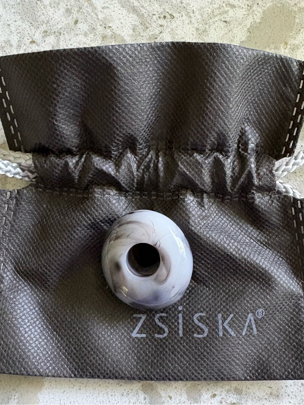 ZSISKA Gray & White Marbled Resin Bead Necklace Pendant